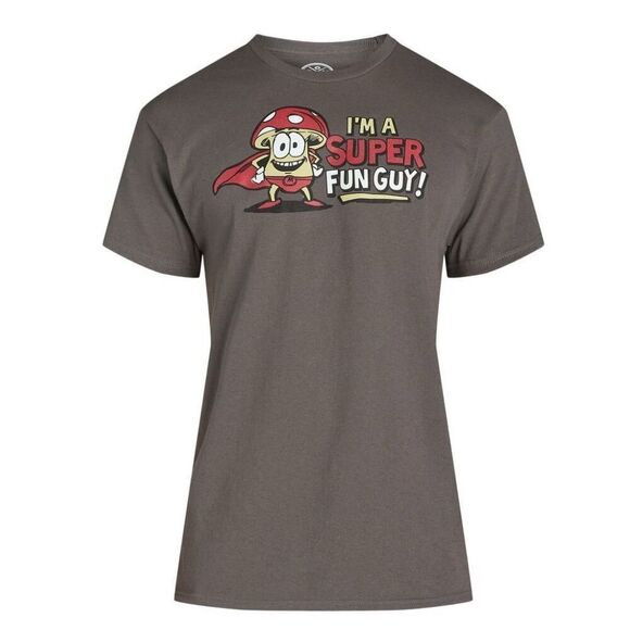 Funny Mushroom T-shirt Graphic Tee Men’s Large Short Sleeve I'm a Super Fun Guy! - Picture 8 of 9